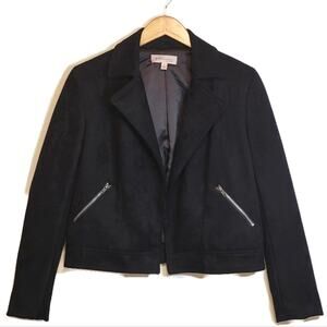 Philosophy Faux Leather Crop Black Open Front Blazer Jacket Size S